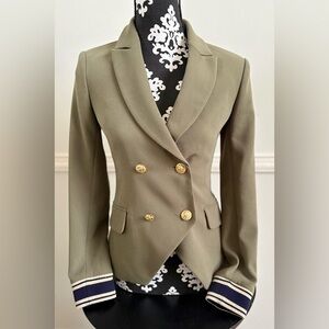 Scripted Double-Breasted Olive Green Blazer size XS